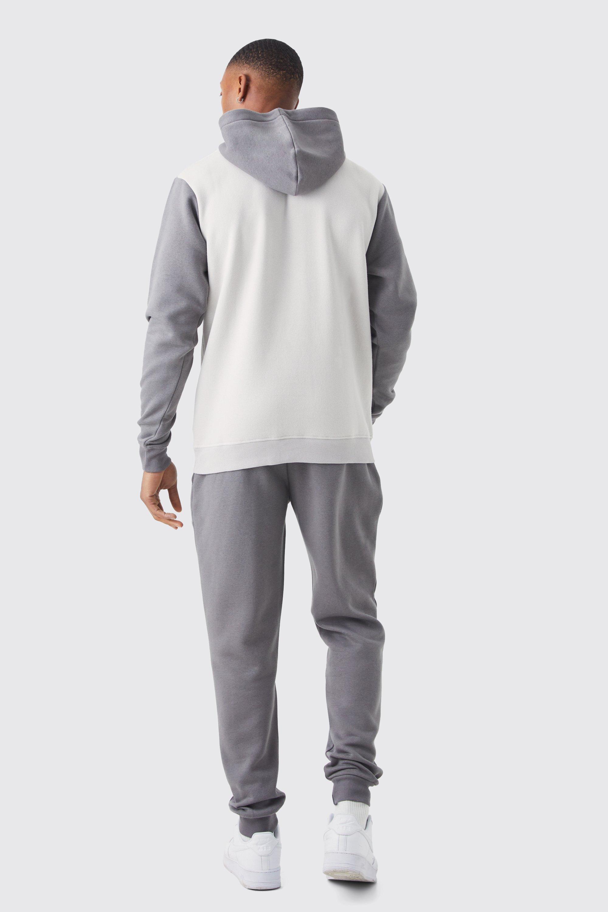 Slim Fit Colour Block Half Zip Tracksuit | boohoo